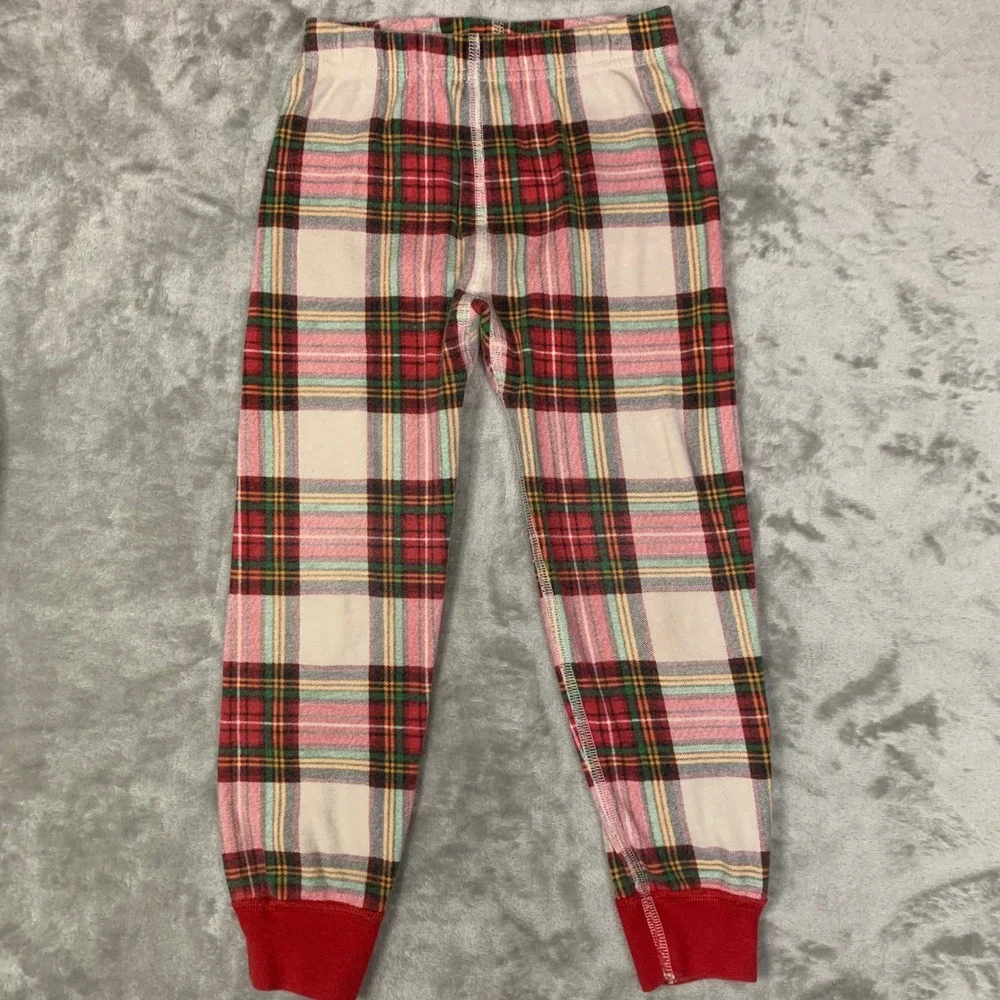 Hanna Andersson Kids Pajama Set Sz 4 Long John Tartan Plaid Organic Girl Boy PJs